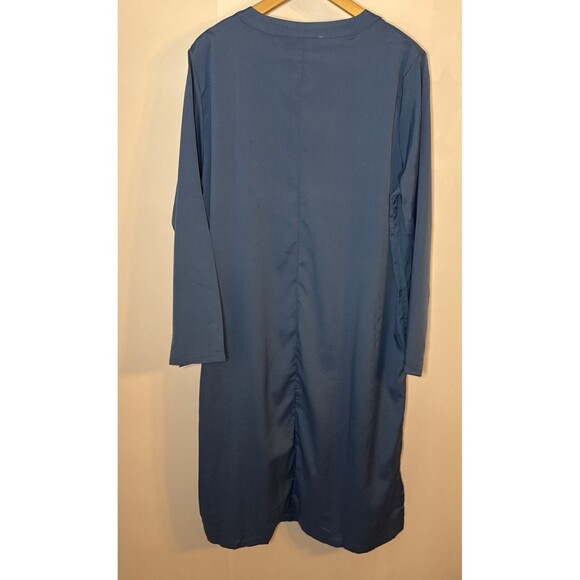 Zanzea Womens XXL Shift Dress Long Sleeve Pockets Midi Blue Silky Lightweight - Picture 7 of 9